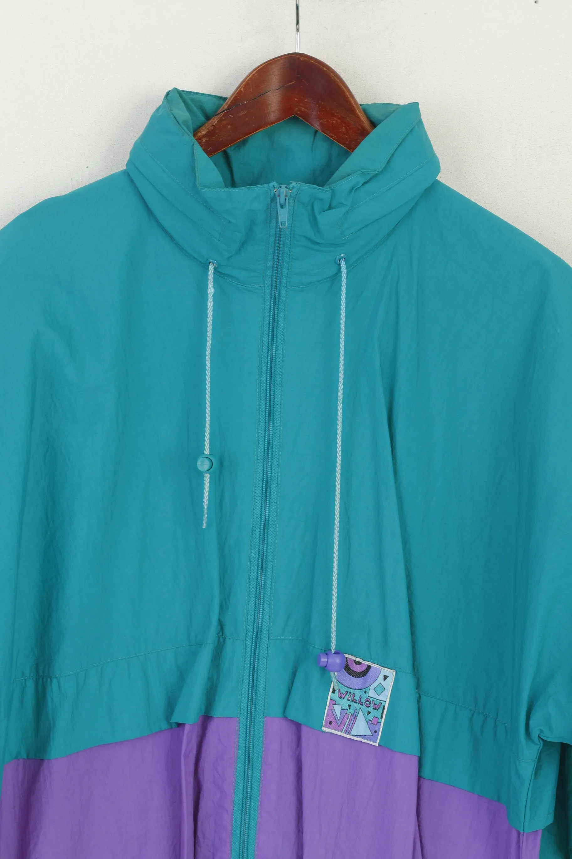 Willow Men L  Jacket Green Vintage Nylon Waterproof Full Zipper Festival Top