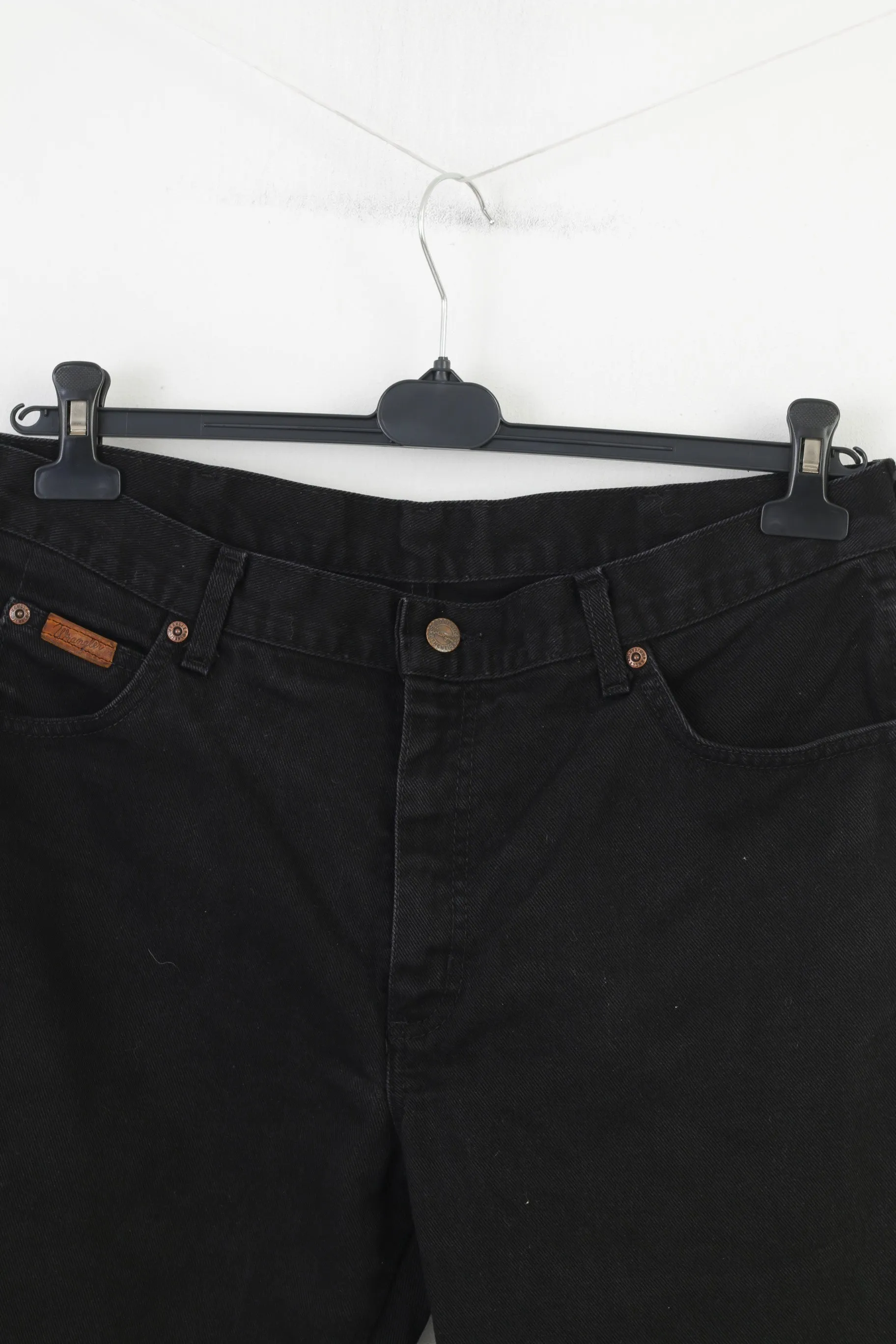 Wrangler Men 35 Trousers Jeans Black Vintage Wide Leg Pants
