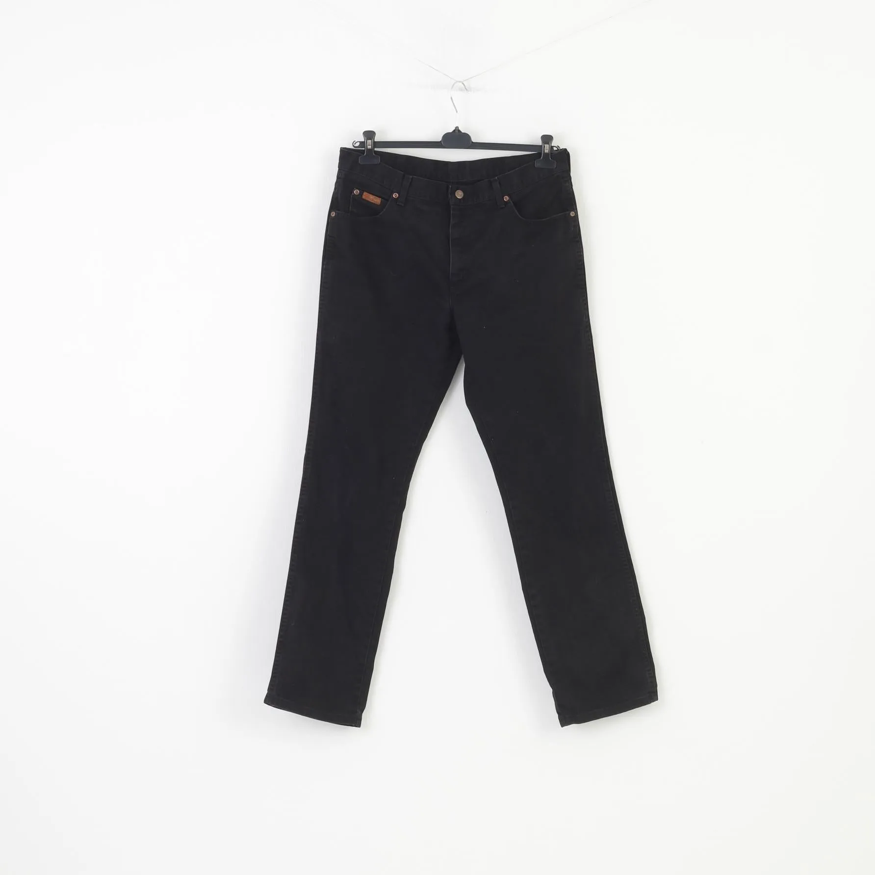 Wrangler Men 35 Trousers Jeans Black Vintage Wide Leg Pants