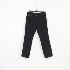 Wrangler Men 35 Trousers Jeans Black Vintage Wide Leg Pants